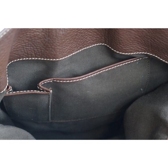 CELINE Vintage Shoulder Bag Brown Leather Gold Triomphe Fold over Handbag - Picture 11 of 13